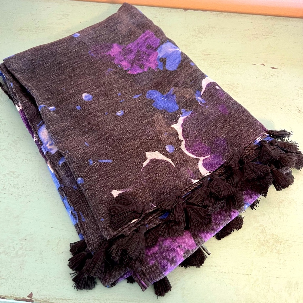 NWOT Black, Blue and Purple Floral Scarf/Wrap